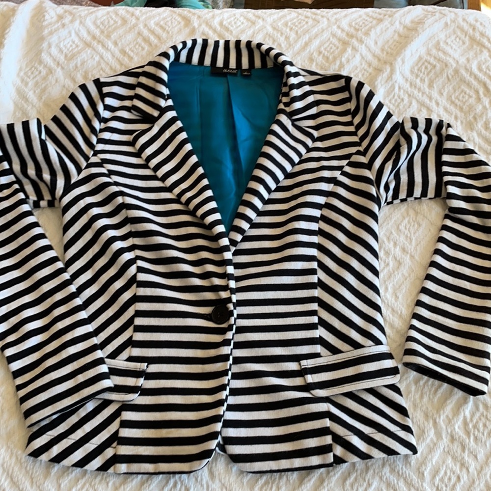 Ana Small Black White Blazer Jacket Suit Stripe - Picture 15 of 16